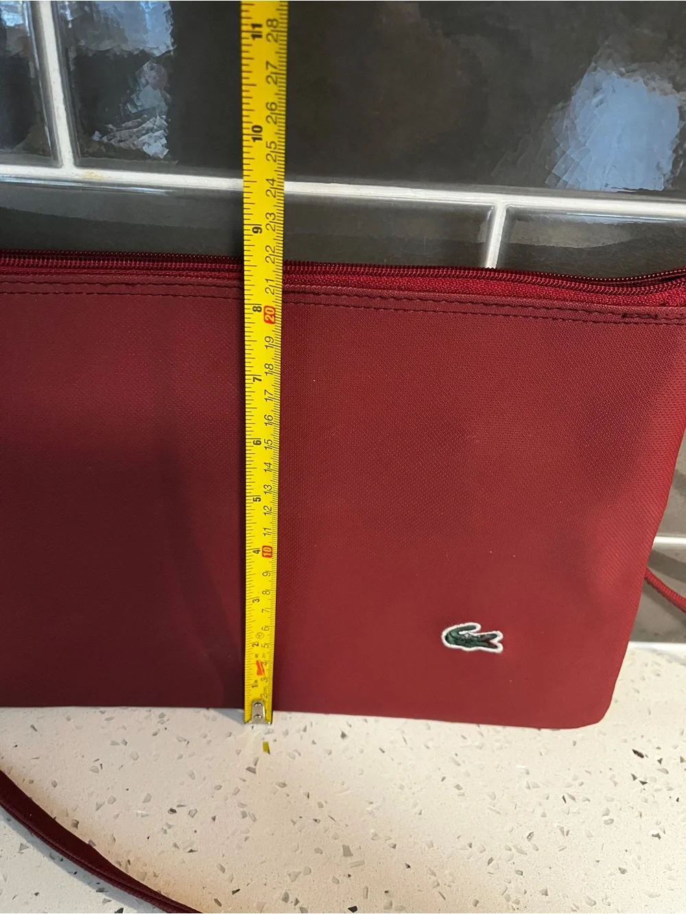 Lacoste Vintage Red Burgundy Crossbody Nylon Shoulder Bag